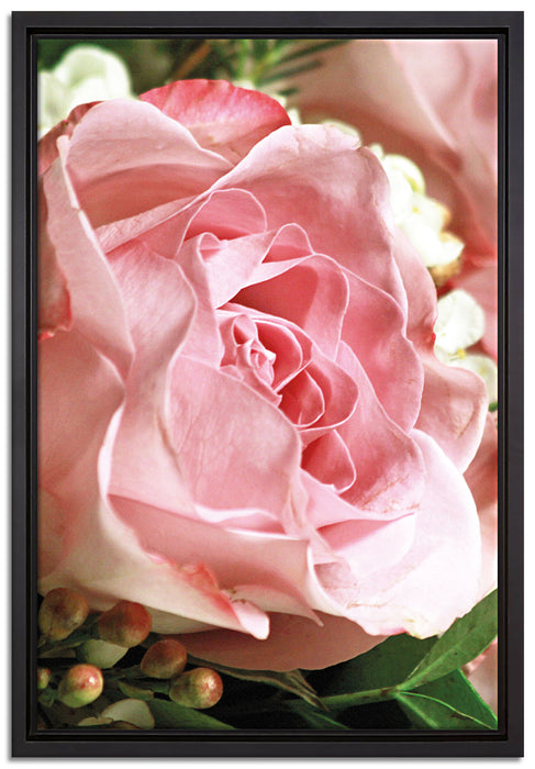 Rosa Rose auf Leinwandbild gerahmt Größe 60x40