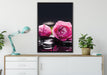 Rosa Rosenblüte Hintergrund auf Leinwandbild gerahmt verschiedene Größen im Wohnzimmer