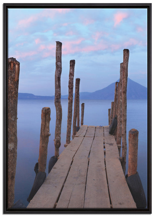 Holzsteg im Meer auf Leinwandbild gerahmt Größe 100x70