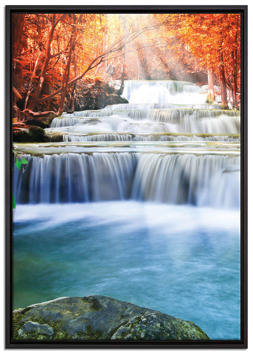 Bach in Herbstlandschaft auf Leinwandbild gerahmt Größe 100x70