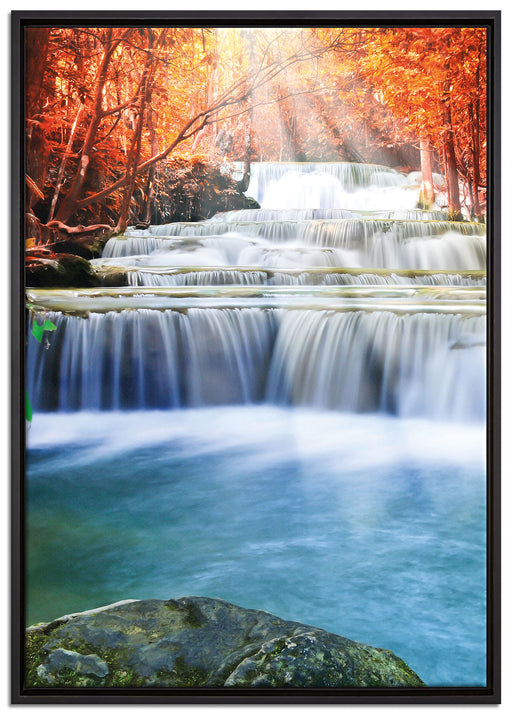 Bach in Herbstlandschaft auf Leinwandbild gerahmt Größe 100x70