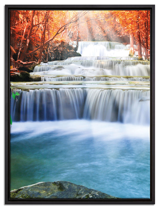 Bach in Herbstlandschaft auf Leinwandbild gerahmt Größe 80x60