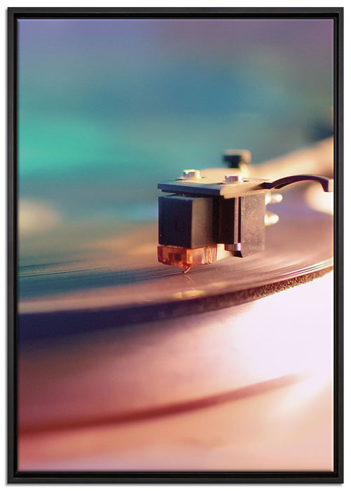 Schallplatte auf Leinwandbild gerahmt Größe 100x70