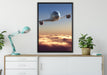 Flugzeug über den Wolken auf Leinwandbild gerahmt verschiedene Größen im Wohnzimmer