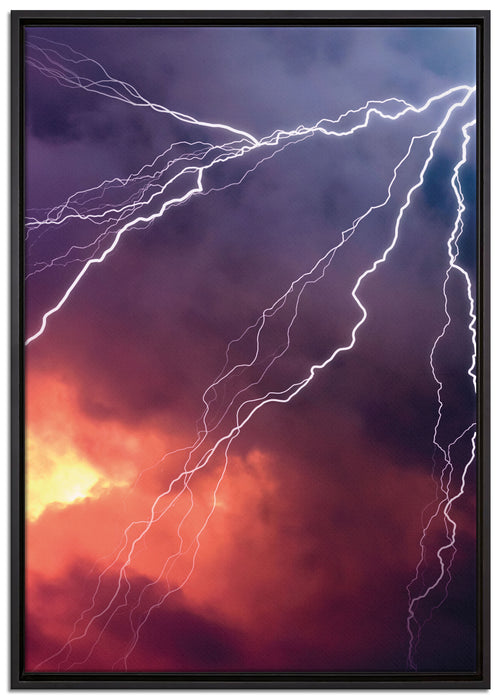 Blitze und Gewitter auf Leinwandbild gerahmt Größe 100x70