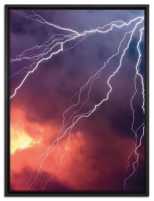 Blitze und Gewitter auf Leinwandbild gerahmt Größe 80x60