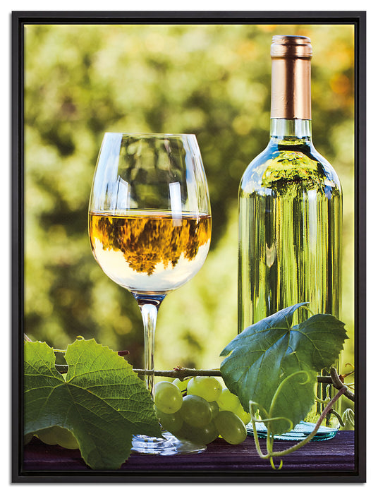 Wein und Weintrauben auf Leinwandbild gerahmt Größe 80x60
