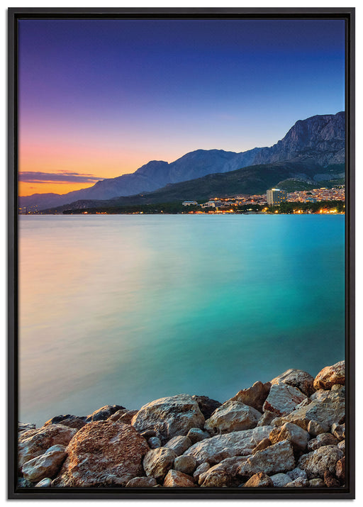 Meer an Traumstadt auf Leinwandbild gerahmt Größe 100x70