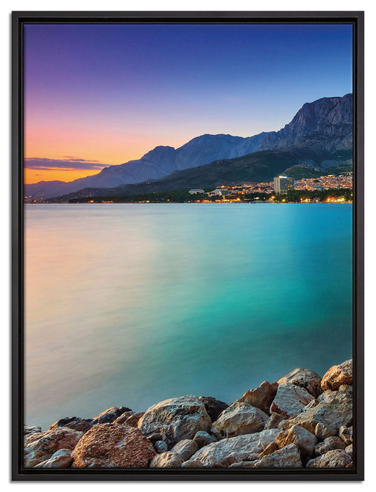 Meer an Traumstadt auf Leinwandbild gerahmt Größe 80x60