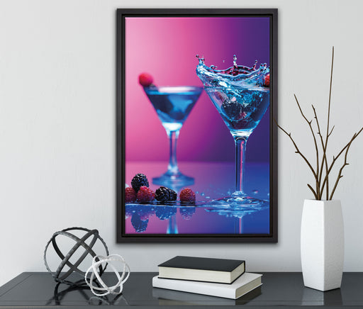 Coole Cocktails auf Leinwandbild gerahmt mit Kirschblüten