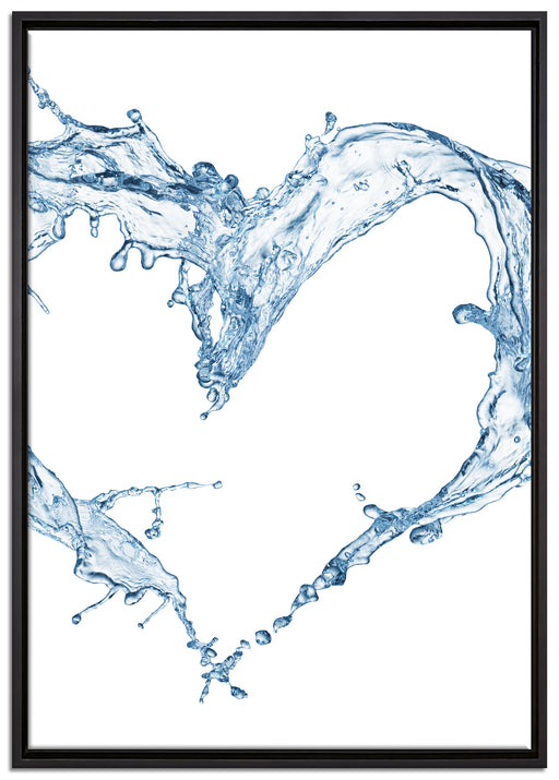 Herz aus Wasser auf Leinwandbild gerahmt Größe 100x70