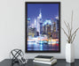 New York Skyline Brücke auf Leinwandbild gerahmt mit Kirschblüten