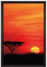 Roter Sonnenuntergang in Afrika auf Leinwandbild gerahmt Größe 60x40