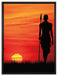Roter Sonnenuntergang in Afrika auf Leinwandbild gerahmt Größe 80x60