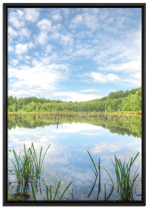 Waldsee Nachmittagstraum auf Leinwandbild gerahmt Größe 100x70