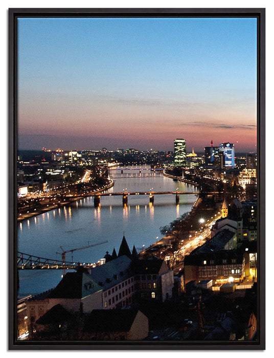 Frankfurt Skyline auf Leinwandbild gerahmt Größe 80x60