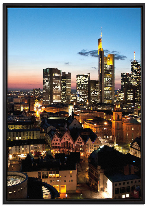 Frankfurt Skyline auf Leinwandbild gerahmt Größe 100x70