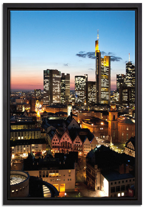 Frankfurt Skyline auf Leinwandbild gerahmt Größe 60x40
