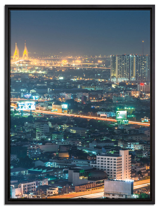 Lichterrausch in der Dunkelheit auf Leinwandbild gerahmt Größe 80x60