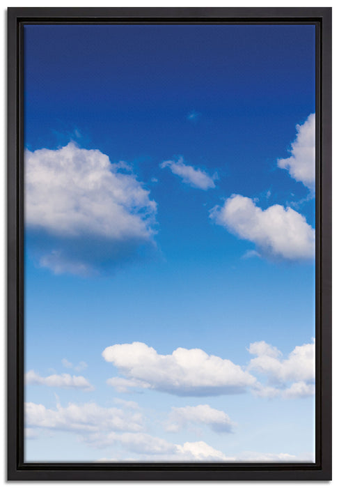 Wolken am blauen Himmel auf Leinwandbild gerahmt Größe 60x40