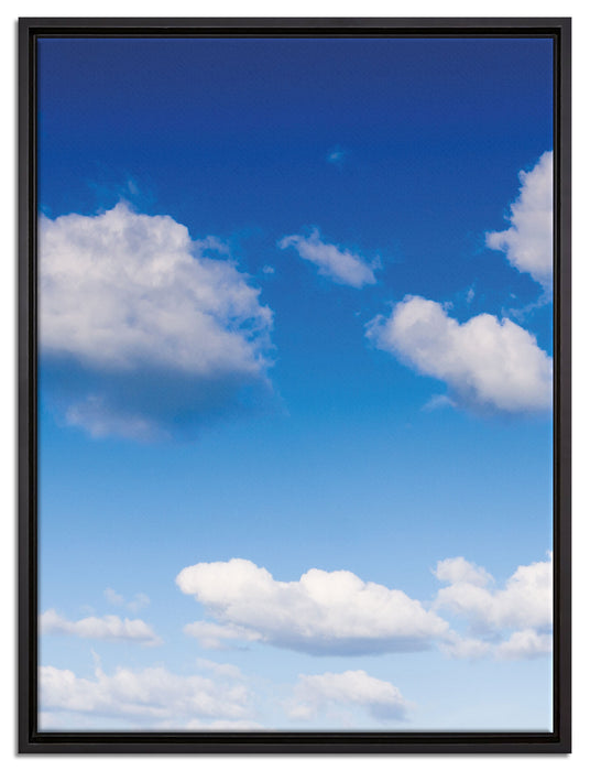 Wolken am blauen Himmel auf Leinwandbild gerahmt Größe 80x60
