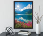Blumenwiese See auf Leinwandbild gerahmt mit Kirschblüten