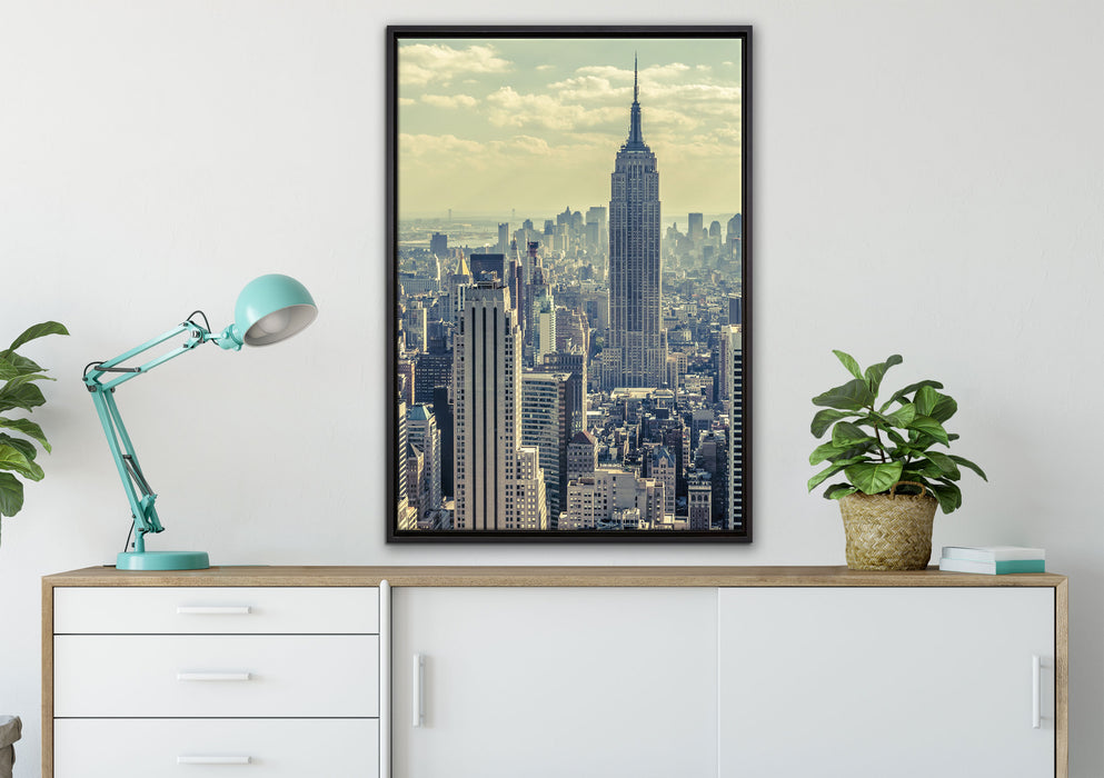 New York Manhattan auf Leinwandbild gerahmt verschiedene Größen im Wohnzimmer