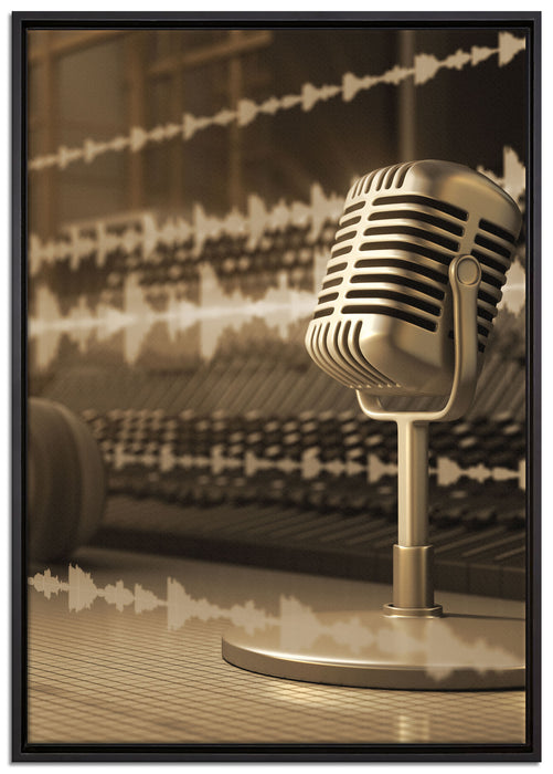 Musikstudio auf Leinwandbild gerahmt Größe 100x70