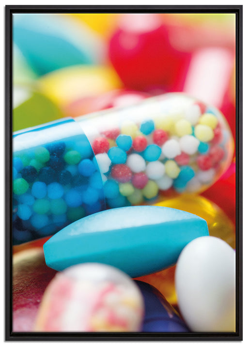 Pillen und Tabletten auf Leinwandbild gerahmt Größe 100x70