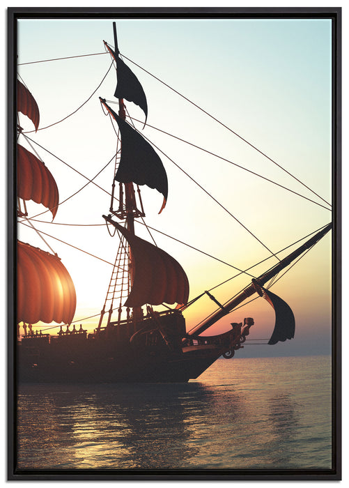 Altes Segelschiff auf Leinwandbild gerahmt Größe 100x70