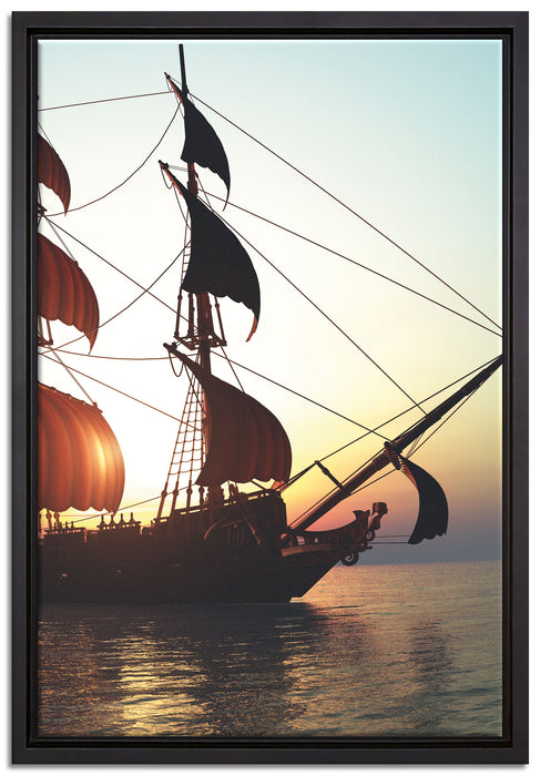 Altes Segelschiff auf Leinwandbild gerahmt Größe 60x40
