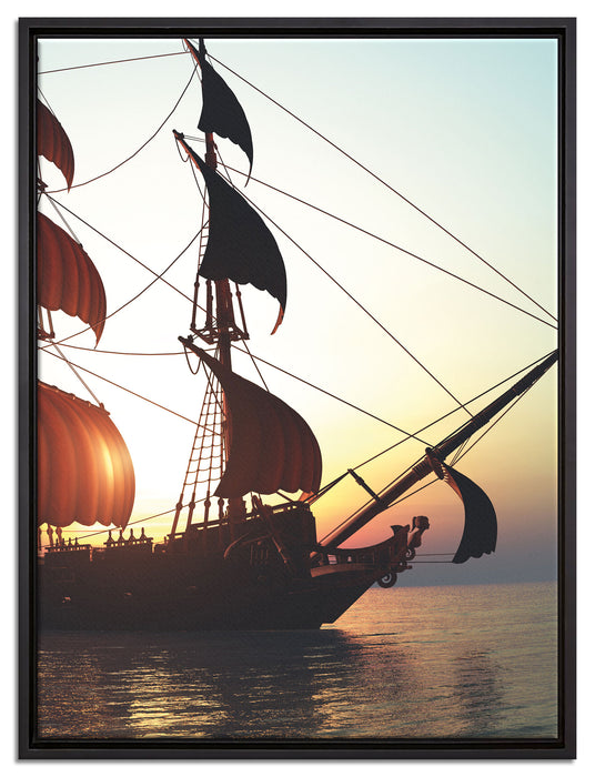 Altes Segelschiff auf Leinwandbild gerahmt Größe 80x60