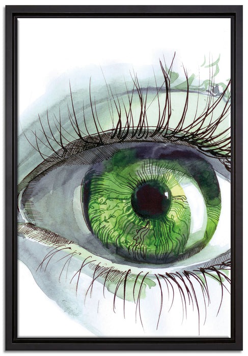 Grünes Auge auf Leinwandbild gerahmt Größe 60x40