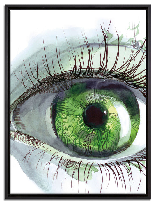 Grünes Auge auf Leinwandbild gerahmt Größe 80x60