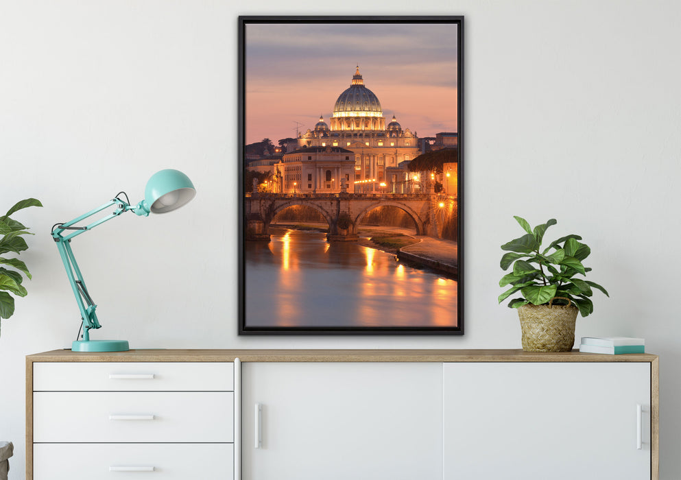 Vatikan Petersplatz auf Leinwandbild gerahmt verschiedene Größen im Wohnzimmer