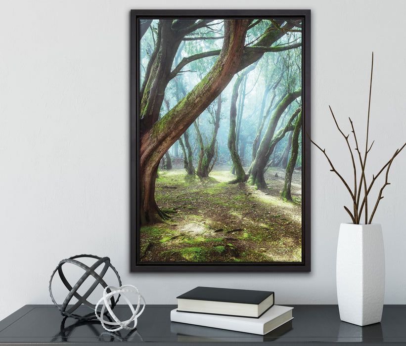 Wald auf Leinwandbild gerahmt mit Kirschblüten
