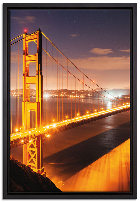 Golden Gate Bridge bei Nacht auf Leinwandbild gerahmt Größe 60x40