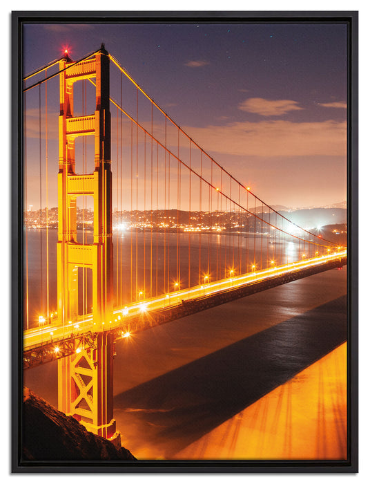 Golden Gate Bridge bei Nacht auf Leinwandbild gerahmt Größe 80x60
