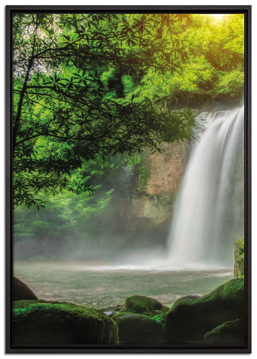 Wasserfall auf Leinwandbild gerahmt Größe 100x70