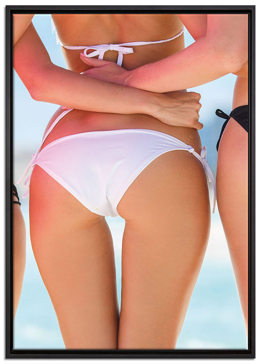 Sexy Girl Bikini auf Leinwandbild gerahmt Größe 100x70