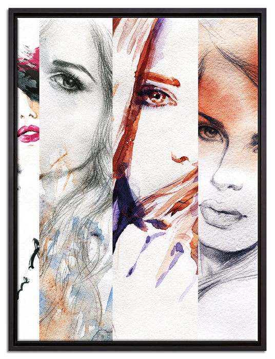 Haar Frisuren auf Leinwandbild gerahmt Größe 80x60