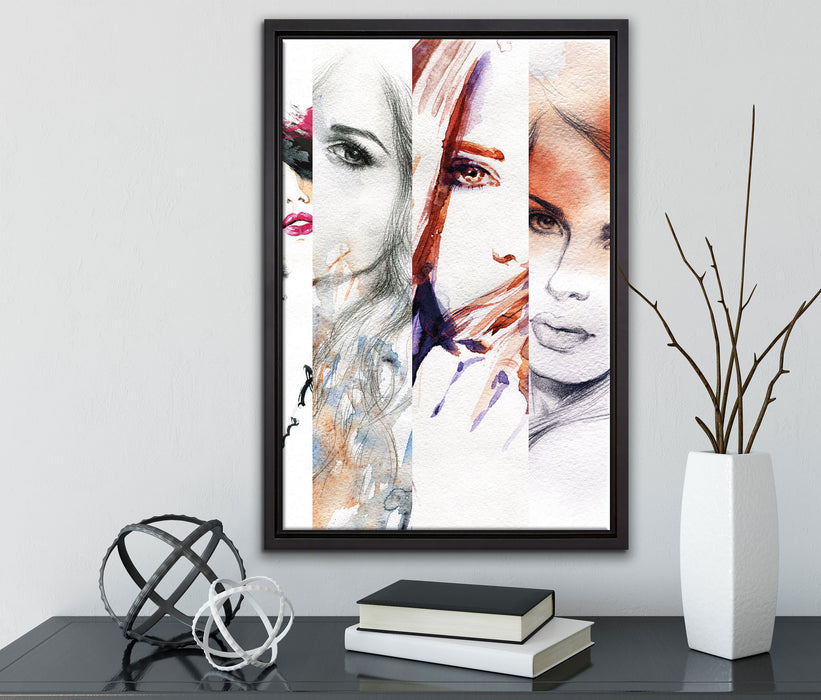 Haar Frisuren auf Leinwandbild gerahmt mit Kirschblüten