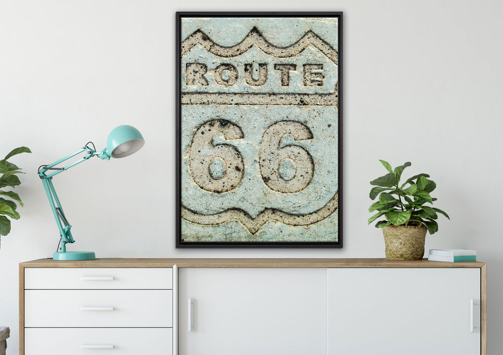 Route 66 auf Leinwandbild gerahmt verschiedene Größen im Wohnzimmer