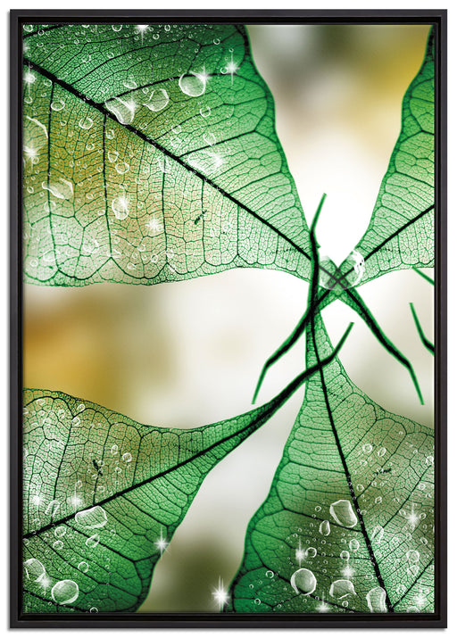 Grüne Blätter auf Leinwandbild gerahmt Größe 100x70