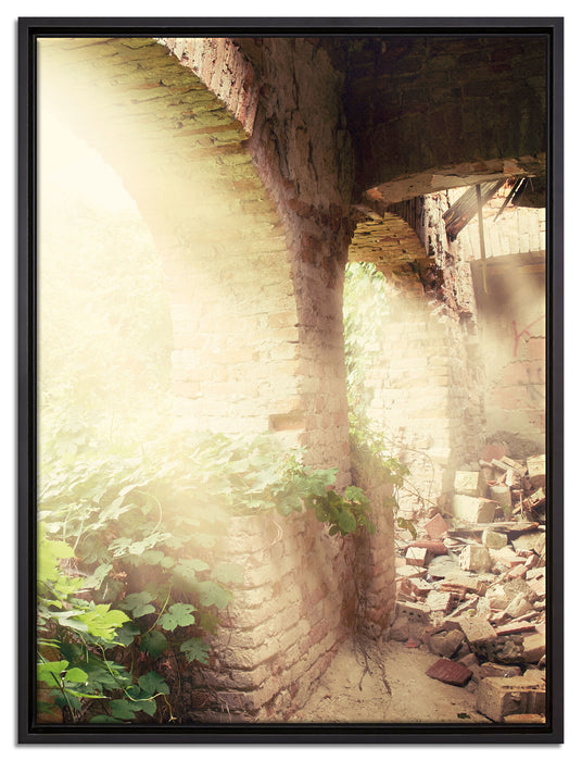 Alte Ruine auf Leinwandbild gerahmt Größe 80x60