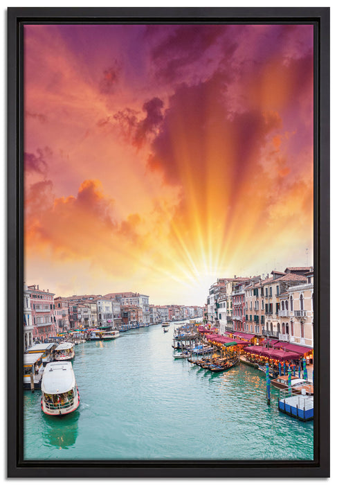 Venedig Fluss Häuser auf Leinwandbild gerahmt Größe 60x40