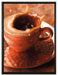 Kaffee spritzt aus Tasse auf Leinwandbild gerahmt Größe 80x60