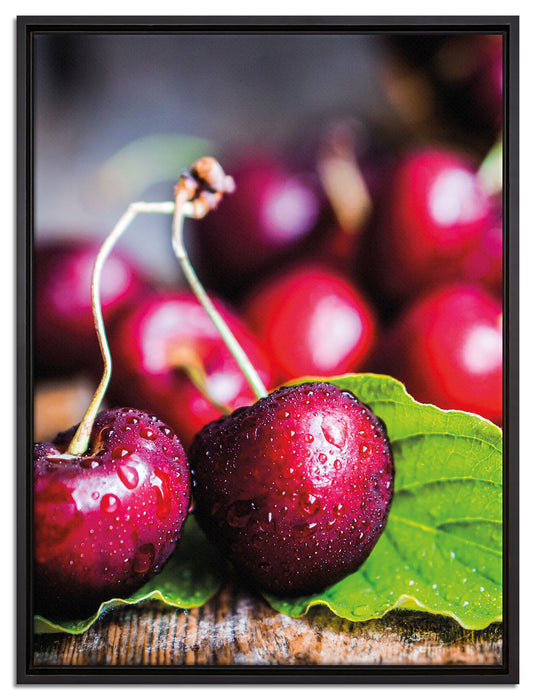 Kirschen auf Leinwandbild gerahmt Größe 80x60