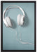 Weiße Kopfhörer auf Leinwandbild gerahmt Größe 60x40