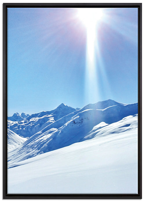 Schnee Berge auf Leinwandbild gerahmt Größe 100x70